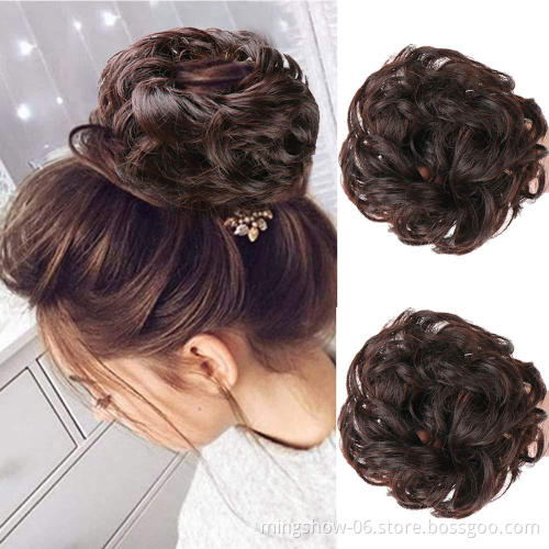 No MOQ messy colored hair bun accessories